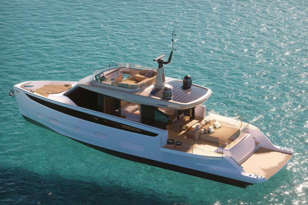 seadeck7 AZIMUT YACHTS -SEADECK 7 - L21,7m et l5,22m – Chantier basé en Italie
Premier yacht au monde à combiner propulsion hybride et système de réduction des émissions de CO₂, le Seadeck 7 
incarne une nouvelle ère dans la navigation responsable